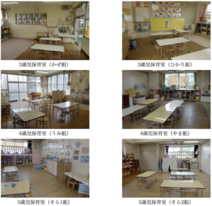 行徳保育園の3歳児から5歳児までの教室の様子
