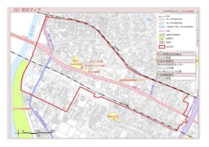 市川小学校エリアの防災マップ