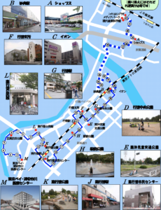 市川市コミュニティバス南部ルートのバスが通るルートを示した地図