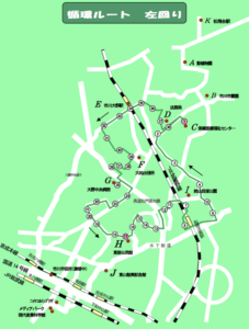 市川市コミュニティバス北東ルートの左回りルートのマップ