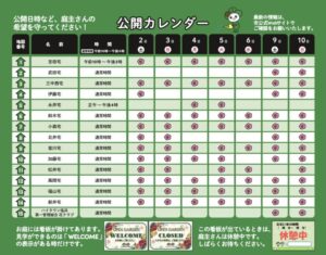 いちかわオープンガーデン2026の公開カレンダー一覧