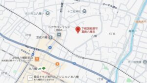 市川市の葛飾八幡宮の地図
