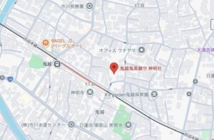 鬼越・鬼高鎮守 神明社の地図