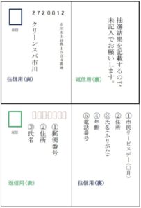 クリーンスパ市川「市民サービスデー」のハガキの書き方例