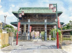 中山法華経寺仁王門イラスト