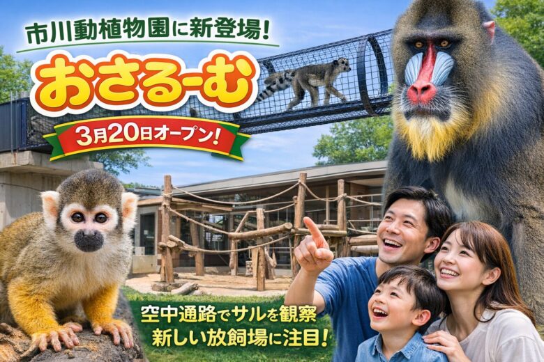 「おさるーむ」誕生！市川市動植物園の新施設｜サルが空中通路を行き来する注目エリア