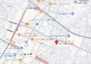 ファミリーマート 市川八幡二丁目店の地図