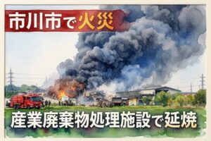 市川市の産業廃棄物会社で火災｜敷地内のごみから建物にも延焼【2026年4月14日】