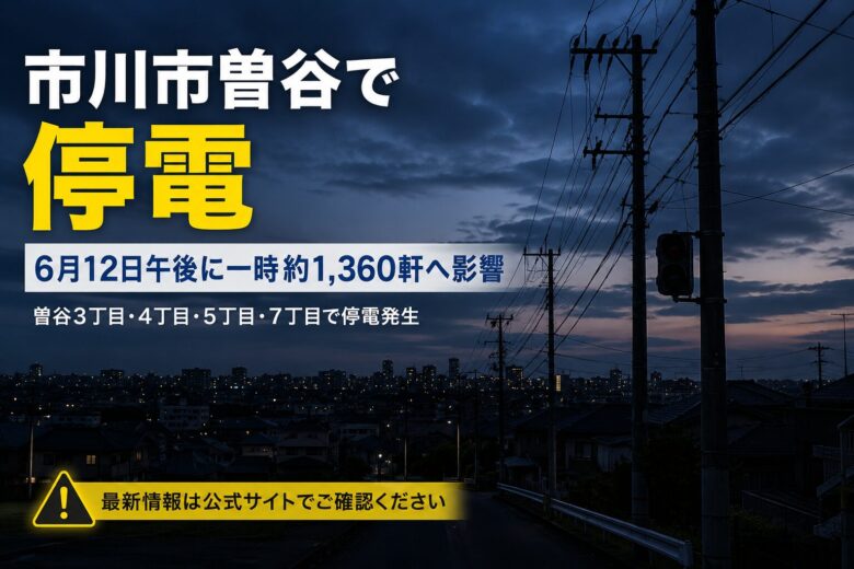 市川市曽谷で停電｜2026年6月12日午後に一時約1,360軒へ影響