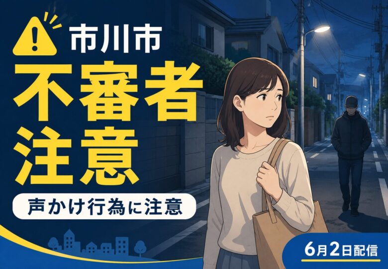 市川市で不審者！帰宅途中の女性への声かけ被害が増加｜市川警察署が注意喚起【2026年6月2日】