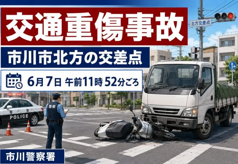 市川市北方の交差点で交通重傷事故|原付バイク運転者がけが【2026年6月7日】