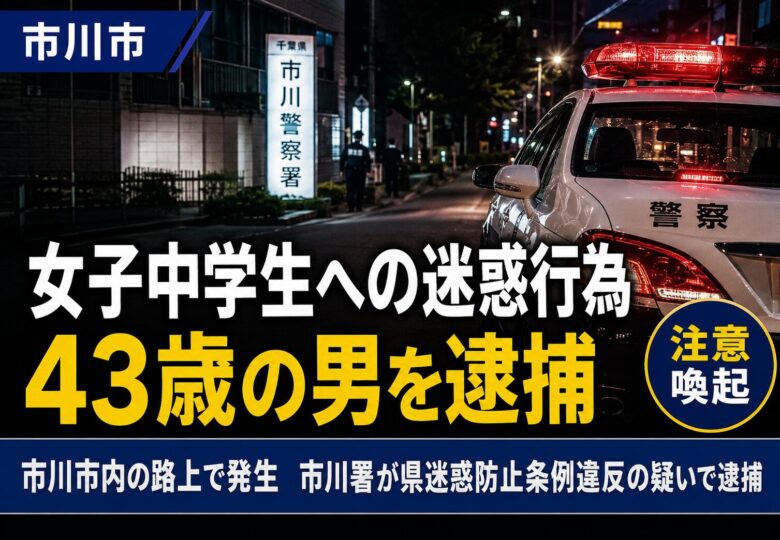市川市内の路上で女子中学生に痴漢行為か|43歳の男を逮捕【市川署】2026年6月20日
