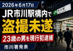 JR市川駅構内で盗撮未遂の疑い｜23歳男を現行犯逮捕【2026年6月17日】