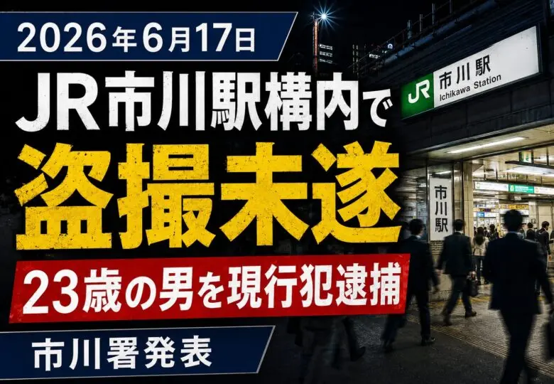 JR市川駅構内で盗撮未遂の疑い|23歳男を現行犯逮捕【2026年6月17日】